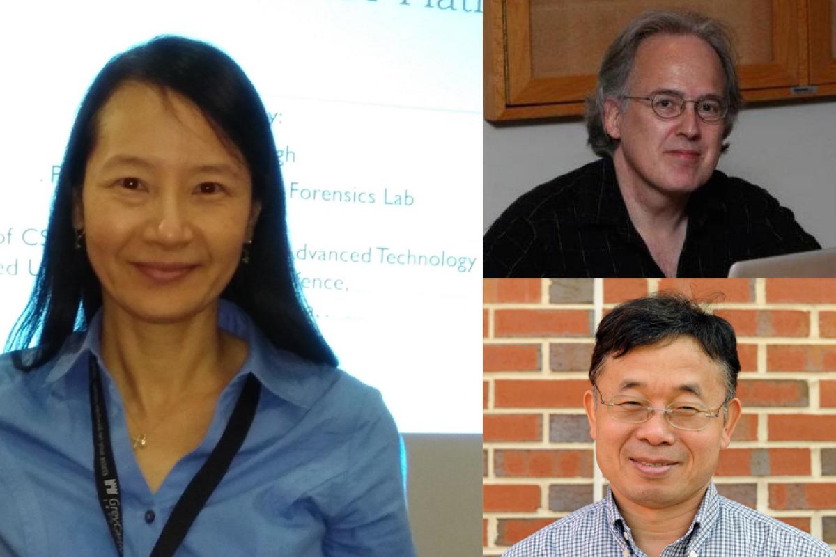 Professors Shuyuan Mary Ho (left) Gordon Erlebacher (top right) and Xiuwen Liu (bottom right).